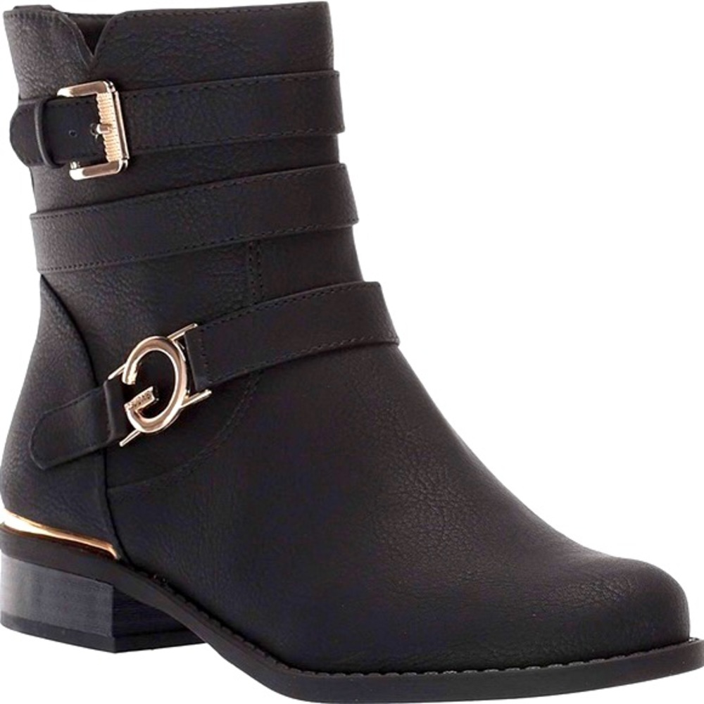 GBG Los Angeles Womens Harlin Round Toe Stacked Heel Boots